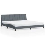 Cumpara ieftin Cadru de pat fara saltea, Hanko, gri inchis, 200x200 cm, catifea