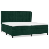 Cumpara ieftin Pat box spring cu saltea, verde inchis, 200x200 cm, catifea