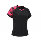 Tricou Badminton Lite 560 Negru/Fluo Damă