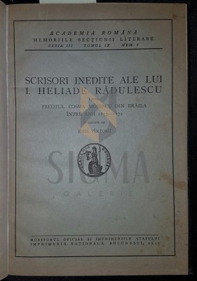 SCRISORI INEDITE ALE LUI I HELIADE RADULESCU CATRE PREOTUL COSMA MOSESCU DIN BRAILA INTRE ANII 1857 1872 foto