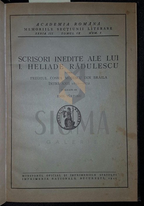SCRISORI INEDITE ALE LUI I HELIADE RADULESCU CATRE PREOTUL COSMA MOSESCU DIN BRAILA INTRE ANII 1857 1872