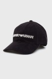 Emporio Armani șapcă din bumbac culoarea albastru marin, cu imprimeu
