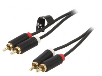 Cablu RCA 2x Mufe Aurite 5m Negru foto