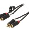 Cablu RCA 2x Mufe Aurite 5m Negru