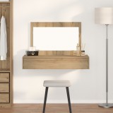 Masa toaleta suspendata vidaXL, stejar artizanal, 100x40x70cm, maro, cu oglinda, dormitor