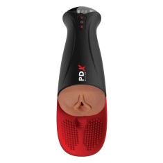 Masturbator Vagin Fuck-O-Matic Pro XL, 5 Moduri Vibratie, 5 Moduri Suctiune, Maro, 35 cm