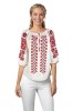 Bluza dama RSL5 alb/rosu , marimea 3XL, Casual, Bumbac