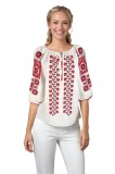 Bluza dama RSL5 alb/rosu , marimea M, Casual, Bumbac