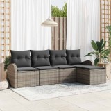 VidaXL Set de canapele pentru grădină cu pernă 5 pcs Gri Rattan poli