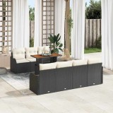 Set de Canapea Grădină 8 Piese cu Perne Negru Ratan Sintetic Acacia