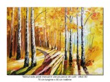 Cumpara ieftin Tablou pictat manual in cutit, Pe cararea cu mesteceni, 70x50cm ulei pe panza efect 3D, Spectaculos