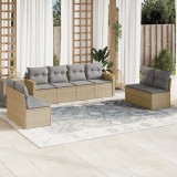 VidaXL Set canapele de grădină, 8 piese, cu perne, bej, poliratan