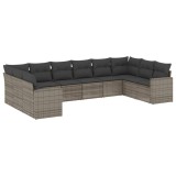 Cumpara ieftin Set mobilier de gradina cu perne, 10 piese, gri, poliratan