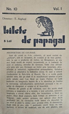 T. Arghezi, Bilete de papagal Nr. 10, Vol. 1 foto