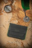 Portcard din piele naturala, lucrat si cusut manual, Marcus, Handmade, Verde Army, Produs in Romania