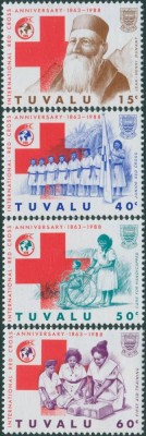 TUVALU 1988-CRUCEA ROSIE-Serie completa de 4 timbre MNH foto