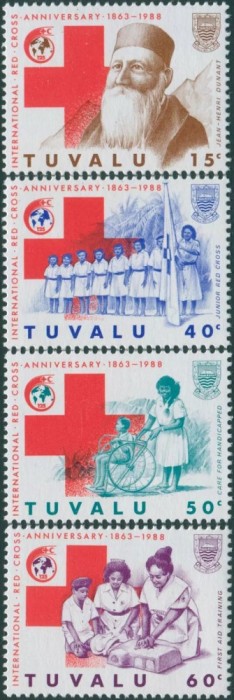 TUVALU 1988-CRUCEA ROSIE-Serie completa de 4 timbre MNH