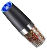 Rasnita electrica pentru sare, piper si mirodenii cu LED, neagra