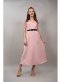 Cumpara ieftin ROCHIE LUNGA IN STIL FORMAL CU CUREA IN TALIE BARESSA Roz S-M