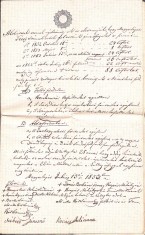 A3723N Act privitor la un &icirc;mprumut de bani, 1853, T&acirc;rgu Lăpuș, limba maghiară/Magyar nyelvű okirat, p&eacute;nz k&ouml;lcs&ouml;n, Magyarlapos, 1853
