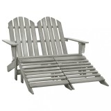 Scaun de gradina Adirondack cu 2 locuri&amp;otoman gri lemn de brad GartenMobel Dekor, vidaXL