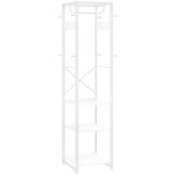 HOMCOM Cuier de Podea cu Bară și 3 Rafturi Deschise, 38.5x30x170 cm, Alb | Aosom Romania