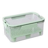 Cutie pentru depozitare alimente, flippy, de uz casnic, 2 compartimente, zona pentru gheata, mentinere fresh, cu maner, material pet, 23x15x10.8 cm, v
