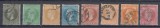 ROMANIA 1872 LP 38 REGELE CAROL I EMISIUNEA PARIS SERIE CU VARIETATE STAMPILATA