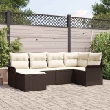 VidaXL Set de canapele pentru grădină cu pernă 6 pcs Maro Rattan poli