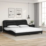 Cumpara ieftin Cadru de pat cu tăblie, negru, 200x200 cm, piele ecologică