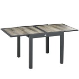 Outsunny Masă de Grădină Extensibilă 80/160x80x75 cm, Masă de Dining pentru 6 Persoane Dreptunghiulară din Aluminiu cu Blat din Plastic, pentru Terasă