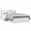 VidaXL Cadru de pat cu tăblie, alb, 135x190 cm, lemn masiv de pin 3306358