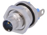 Conector M9 Soclu Tată Aurit, 3 pini, IP65, 60V, 3A