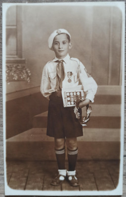 Strajer premiant, cu coronita si carti// foto tip CP 1937 foto