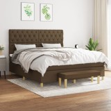vidaXL Pat box spring cu saltea, maro &icirc;nchis, 160x200 cm, textil