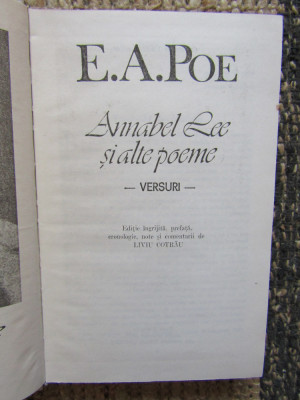 A. A. POE - ANNABEL LEE SI ALTE POEME foto