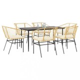 Gossi set de sufragerie de gradina de 7 piese sticla poliratan maro