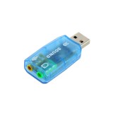 Placa de sunet 3D Sound externa cu USB , iesire stereo , intrare microfon , albastru
