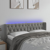 Tablie de pat cu LED, gri deschis, 147x16x78/88 cm, catifea GartenMobel Dekor, vidaXL
