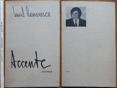 Ioanid Romanescu, Accente, Junimea, 1981, editia 1 cu autograf catre Vasile Baran foto