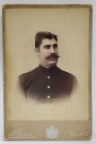 M. SPIRESCU , GALATI , BARBAT IN UNIFORMA , FOTOGRAFIE CABINET , SFARSITUL SEC. XIX