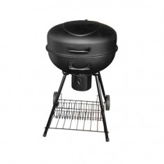 Gratar gradina, grill rotund, cu roti, capac, 54x57x92 cm, Oliver