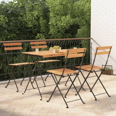 vidaXL Set de bistro pliabil, 5 piese, lemn masiv de acacia și oțel 3152098 foto