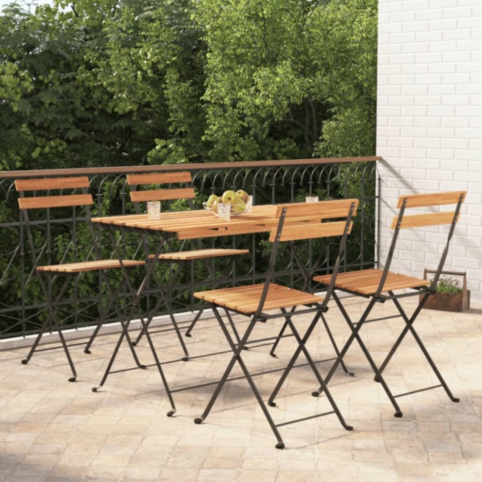 vidaXL Set de bistro pliabil, 5 piese, lemn masiv de acacia și oțel 3152098