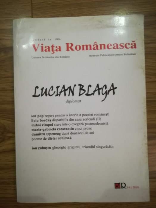 Viata Romaneasca nr 3-4, 2010, Lucian Blaga - diplomat C4