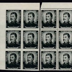 ROMANIA 1949 LP 259 LP 259 a I.V.STALIN DANTELAT+NEDANTELAT BLOCURI 6 TIMBRE MNH