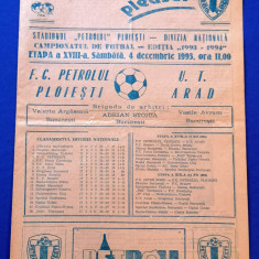Program meci fotbal PETROLUL Ploiesti - UTA ARAD (04.12.1993)