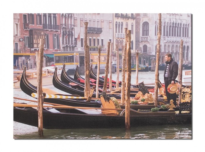 Tablou canvas, Gondole la Venetia, 70x50cm, gata de agatat pe perete
