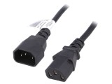 Cablu alimentare 3x0,75mm2 IEC C13 mamă - C14 tată, 3m, 10A, negru