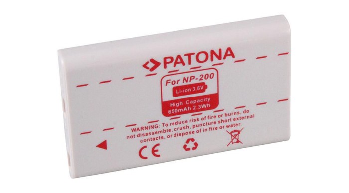 Baterie MINOLTA X / Xi / Xt / Xg / Xt Biz NP-200 650mAh / 3.6V / 2.3Wh Li-Ion / baterie re&icirc;ncărcabilă - Patona